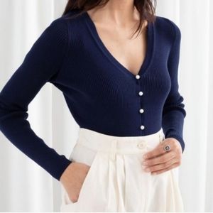 NWT & Other Stories Ribbed V Neck Cardigan